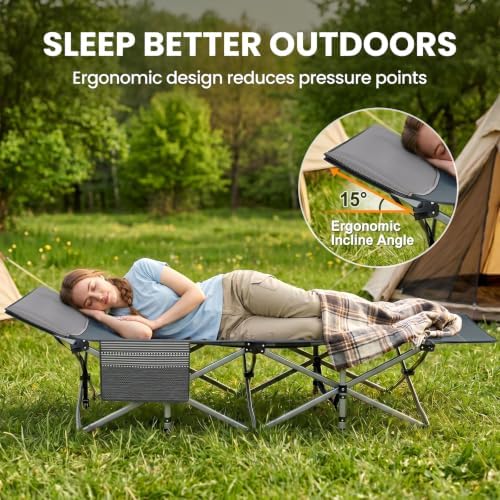 DoCred Folding Camping Cot with Mattress, Heavy Duty Folding Cot - Image 2
