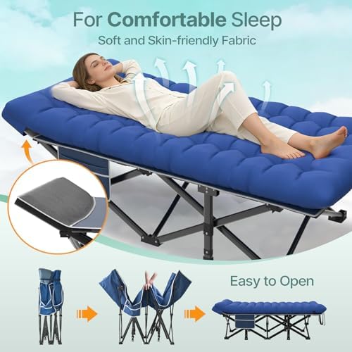 Suteck 32" XXL Folding Camping Cot, 900LBS Heavy Duty Sleeping Cots - Image 3