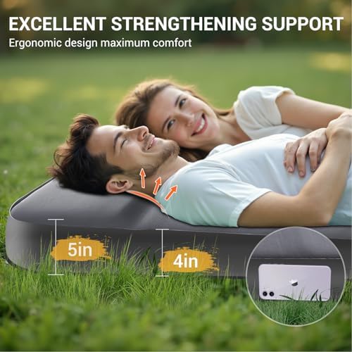 Elegear Air & Foam Camping Mattress 4" Built-in Electric Pump (Grey, Full) - Image 4
