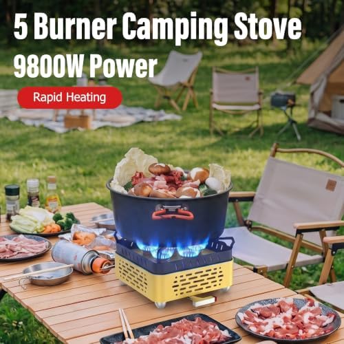 Veralune Portable Dual Fuel Camping Stove, Lightweight Camp Stove, 9800W Powerful Camping Gas Stove with Carrying Box, Piezo Ignition, Windproof, for Outdoor Camping Cooking Hiking and Picnic - Image 2
