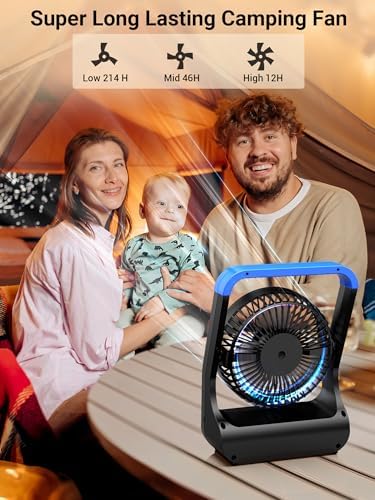 Gazeled Battery Operated Fan, Camping Fan Battery Powered, Super Long Lasting, 5'' Portable D-Cell Battery Powered Desk Fan with Timer, 3 Speeds, Quiet, 180° Rotation, for Office,Bedroom,Outdoor, F24 - Image 3