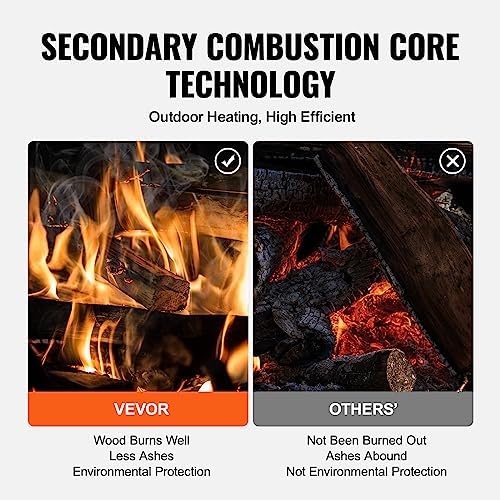 VEVOR Camping Wood Stove Alloy Steel Camping Tent Stove, Portable Wood Burning Stove with Chimney Pipes & Gloves, 1400in³Firebox Hot Tent Stove for Outdoor Cooking and Heating with 8 Pipes - Image 4