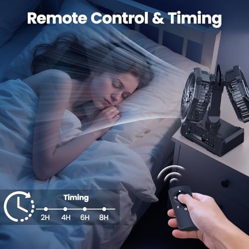 Dual Head Portable Rechargeable Fan 20000mAh Battery Powered Fan Cordless - Image 6