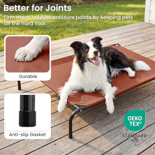 Love's cabin Elevated Cooling Dog Bed for Medium Dogs, Portable Indoor & Outdoor Raised Pet Dog Cat Cot, Durable Summer Frame with Breathable Mesh, Terracotta, 43" x 31.5" x 8" - Image 4