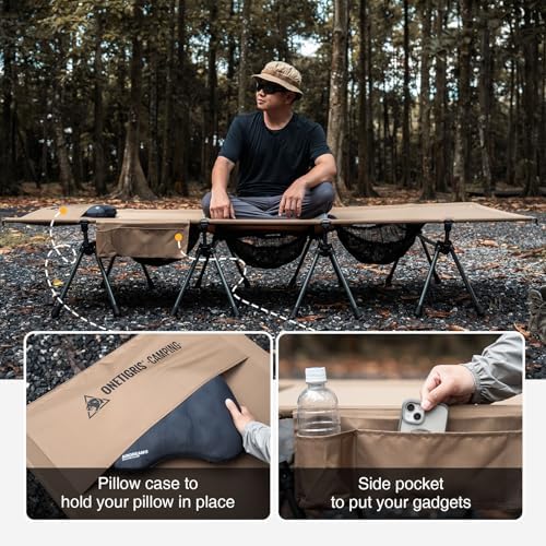 ONETIGRIS SUPRATIROS Extra Large Camping Cot, Height Adjustable Oversized Sleeping Cot with Extending Legs for Camping, Car Trips, Truck, Beach, Office Nap, Sturdy Supports Up to 400lbs - Image 6