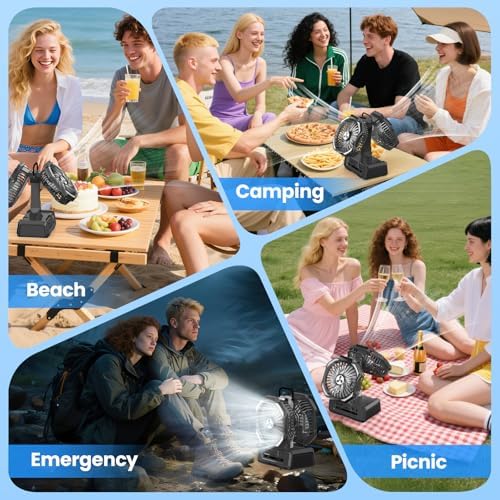 Dual Head Portable Rechargeable Fan 20000mAh Battery Powered Fan Cordless - Image 7