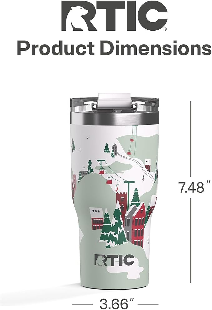 RTIC 20oz Essential Tumbler with Lid, Ceramic Lined, Insulated, Stainless Steel, Metal, Double Wall Vacuum-Insulation, Travel Cup for Iced Coffee, Tea, Hot and Cold Drink, Apres Ski - Image 5