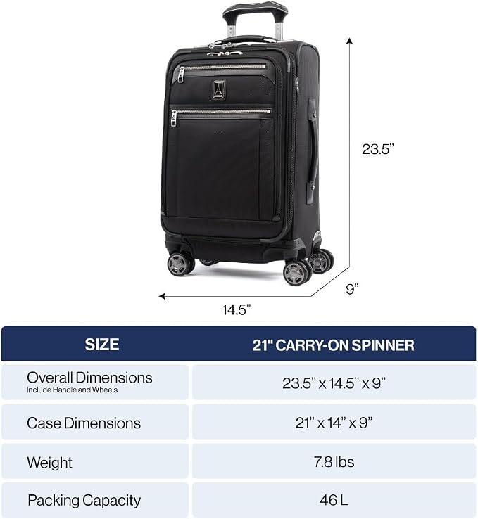 Travelpro Platinum Elite Softside Expandable Carry on Luggage, 8 Wheel Spinner - Image 2