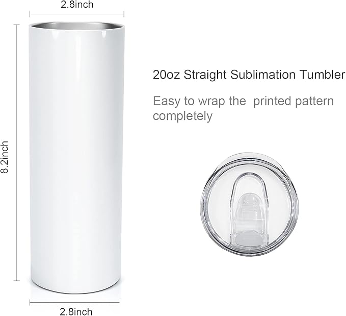 AGH 10 Pack 20 OZ Sublimation Tumblers Blank, Straight Skinny Tumbler with Metal Straw, Stainless Steel Double Layer Insulated Mug, Individually Box, Travel Tumblers - Image 2