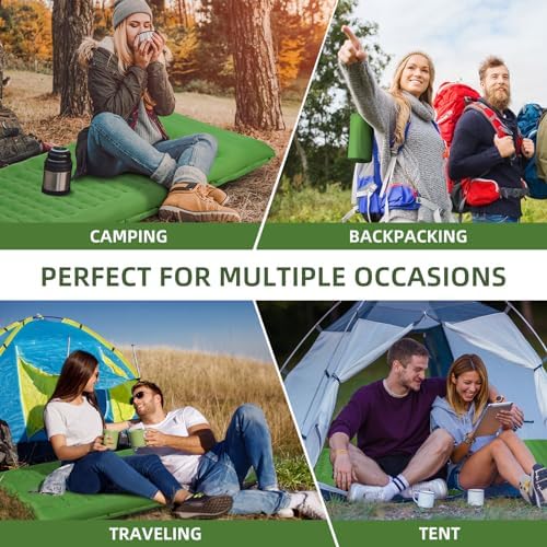 FNARMW Camping Sleeping Pad, Extra Thick 5 Inch Camping Mat with Pillow Built-in Foot Pump Inflatable Sleeping Pads Compact for Camping Backpacking Hiking Traveling Tent（Green） - Image 6