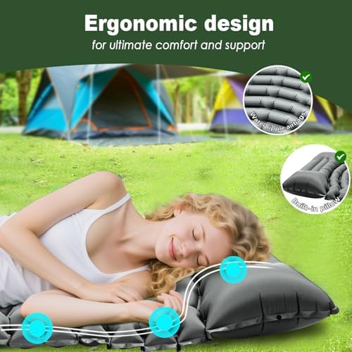 Ultralight Camping Sleeping Pad with Pillow & Built-in Foot Pump - Image 3