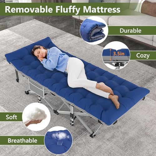Slendor Folding Camping Cot with Mattress for Adults, 500lbs Portable Bed - Image 2