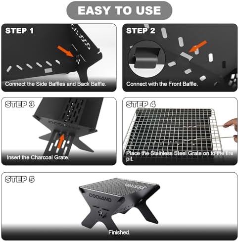 Odoland Portable Folding Charcoal Grills for Outdoor Cooking Bonfire BBQ - Image 4