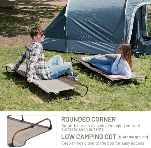 Timber Ridge Lightweight Aluminum Camping Cot, 20-Second Quick Set-Up Folding Cot with Zipper Closure, Portable Carry Bag Included for Camping, Travel and Outdoors, Support up to 225lbs, Tan - Image 4