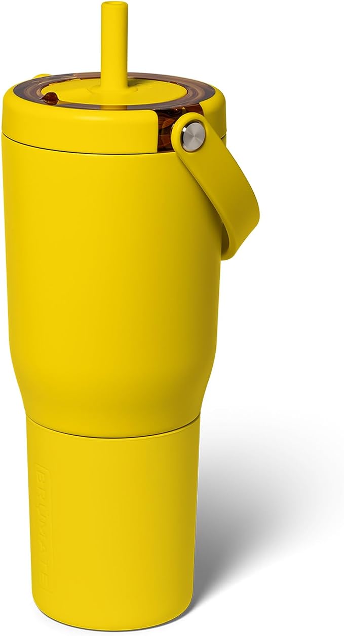 BrüMate Resa 35oz 100% Leakproof Travel Tumbler with Handle & Straw | Flexible SoftSip Straw | Silicone Sleeve for Durability | Stainless Steel | Cup Holder & Travel Friendly Water Bottle (Pineapple) by Br%C3%BCMate