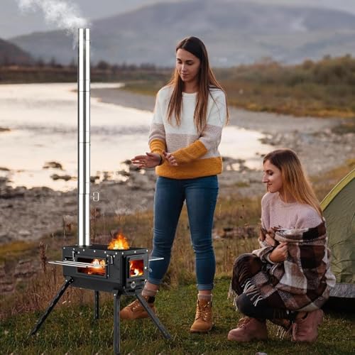 Tent Stove AVOFOREST Wood Stove with Tall Feet,Portable Hot Tent Stove with 6 Stainless Chimney Pipes for Outdoor & Cooking, Ice Fishing, Hunting - Image 3