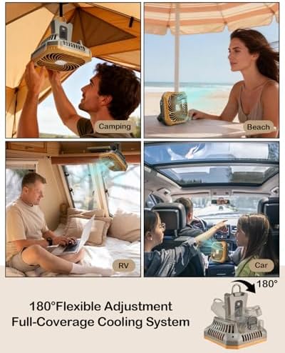 Odoland Camping Fan with LED Lantern, 40H Rechargeable Portable Tent Fan - Image 6