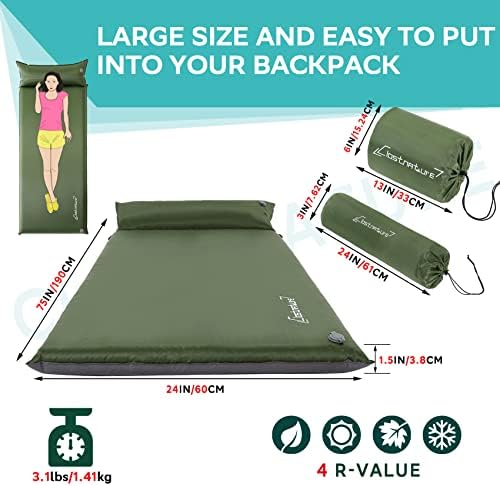 Clostnature 1.5in Lightweight Self Inflating Sleeping Pad for Camping - Image 2