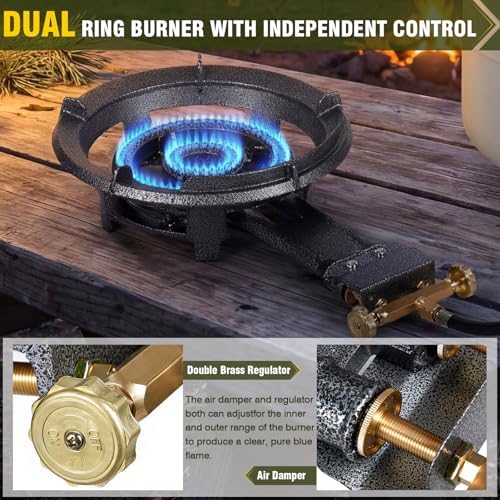 Bestfire 13" Single Propane Burner Stove, 90,000 BTU Cast Iron Portable Outdoor Burner, 0-20 PSI Adjustable Regulator & 4ft Hose, Ideal for Outdoor Wok Cooking - Image 3