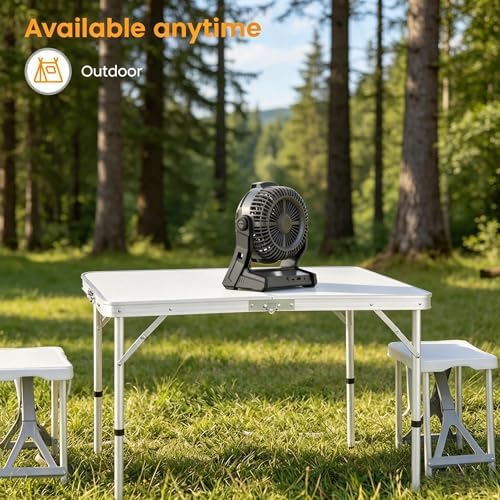 COWSAR Camping Fan Rechargeable, 10000mAh Battery, 100-Speed Adjustable, 3-in-1 Desk & Hanging Fan, Timer & Night Light, Outdoor USB Power Bank Fan for Tent Travel Bedroom Office - Image 7