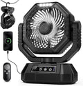 MKG Camping Fan Rechargeable, Oscillating Battery Powered Hanging Tent Fan with Light and Remote, Portable for Camp, Outdoor, Emergency Power Outage, Fishing, RV Travel (Black) by MKG