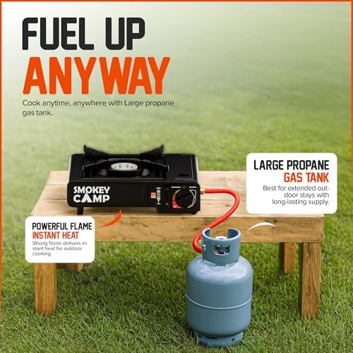 Portable Camping Stove 3000W Butane or Propane Fuel Compatable (Propane Adapter not Included), Automatic Ignition, Precise Heat Control, for Camping, Hiking, and Outdoor Cooking (Without Adapter Pipe) - Image 3