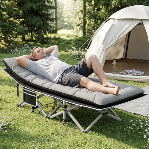 HABUTWAY Camping Cots for Adults, 600lbs Capacity, Folding Camping Cot with Mattress, Sleeping Cots for Adults with Carry Bags for Travel,Beach,Patio,Home Office,Nap Time by HABUTWAYMakeYourLifeComfortable
