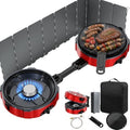Two-Burner Camping Stove for Propane,20000 BTU Foldable Portable Camp Stove, Piezo Ignition & Adjustable Burners,Outdoor Gas Cooker with Carry Bag & Windproof for Camping, RV, Tailgating - Deep Red by VELUVIA