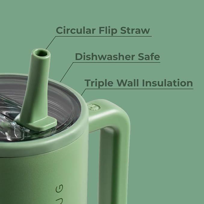 HydroJug Traveler - 40 oz Water Bottle with Handle & Flip Straw - Fits in Cup Holder, Leak Resistant Tumbler-Reusable Insulated Stainless Steel & Rubber Base - Gifts for Women & Men, Sage - Image 3