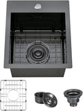 ARTLINE 13 x 15 Inch Black Drop in Bar Sink, Stainless Steel Single Bowl by ARTLINE