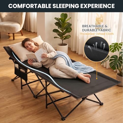 LILYPELLE Folding Camping Cot, Extra Wide Heavy Duty Sleeping Cots - Image 6