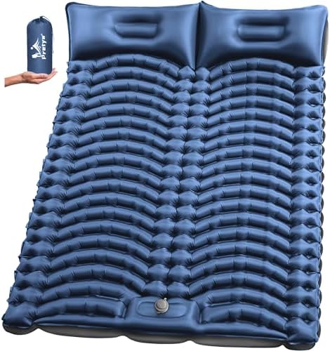 Double Camping Sleeping pad with Pillow & Built-in Foot Pump by Pretyw