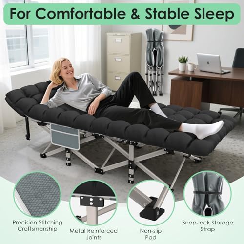 Suteck Camping Cot, Folding Camp Bed for Adults with Soft Thicker Cushion - Image 6