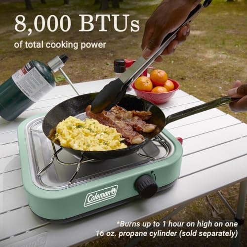 Coleman Cascade 18 1-Burner Camping Stove, Portable Cooktop with 8000 BTUs & Matchless Lighting, Fits 12-Inch Pan, Great for Outdoor Cooking, Camping, Tailgating, Grilling, BBQs, & More - Image 2