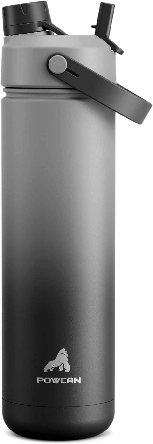 POWCAN 26 oz Insulated Water Bottle with 2-in-1 Straw and Spout Lid, Keep Cold 24H, Leak-Proof, Fits in Car Cup Holder, Stainless Steel Water Bottle for Sports, Travel, Gym, and School (Obsidian) by POWCAN
