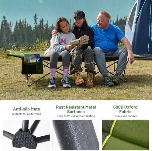 Timber Ridge 31.8" W Extra Wide Heavy Duty Camping Cot for Adult, Easy Set Up Oversized Sleeping Cot with Carry Bag for Camping, Travel and Outdoors, Support up to 450lbs, Green - Image 2
