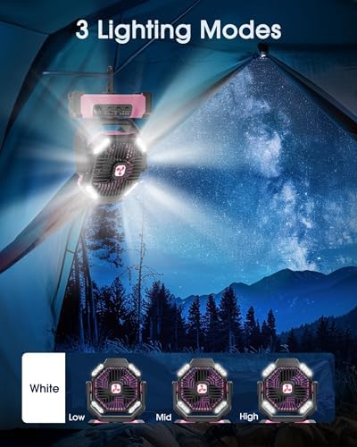 Portable Camping Fan with LED Lantern, 20000mAh Personal Rechargeable Fan - Image 4