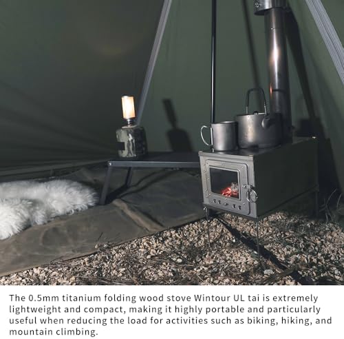 Soomloom foldable titanium wood-burning stove WintourULtai0.5mmlightweight compact durable portable folding wood burning outdoor camping hiking bushcraft ultralight cooking heatingfirewood stove - Image 6