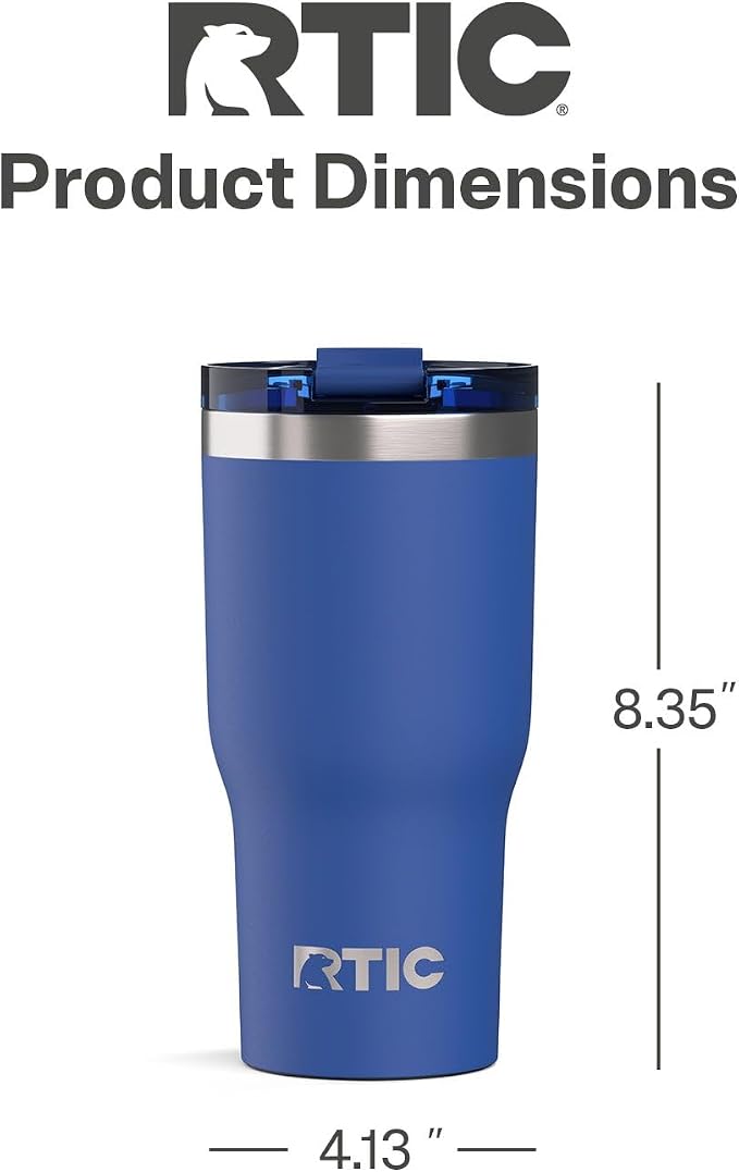 RTIC 30oz Essential Tumbler with Lid, Ceramic Lined, Insulated, Stainless Steel, Metal, Double Wall Vacuum-Insulation, Travel Cup for Iced Coffee, Tea, Hot and Cold Drink, Cobalt - Image 4