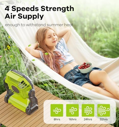 DOWILLDO Portable Battery Powered Camping Fan - with LED Light, Quiet Battery Operated, Camping Gear for Travel, Tent, Beach, Car or Hurricane Power Outages - Image 5