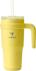 Reduce 24 oz Stainless Steel Tumbler with Handle - Dual-Wall Vacuum Insulated Travel Mug, Sweat-Proof Lid & Reusable Straw - Keeps Drinks Cold for 24 Hrs, Fits Cupholders, Dishwasher Safe -Pina Colada by Reduce