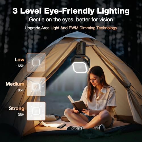OGERY F21 Camping Fan with Stand, 20000mAh Rechargeable Battery Powered Standing Fan, LED Lanterns for Power Outages, Strong Wind, Fast Charging for Tent, Travel, Bedroom, Camping Essentials - Image 6