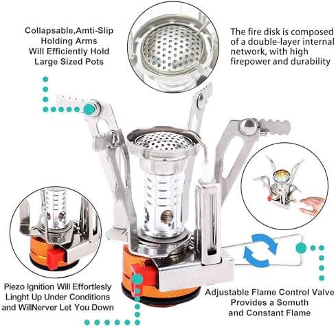 Portable Camping Stove Backpacking Stove, Specialized Hiking Stove Camping Stove with Piezo Ignition Stable Support Wind-Resistance, Camp Stove for Outdoor cooking Camping Hiking Adventure Cooking - Image 4