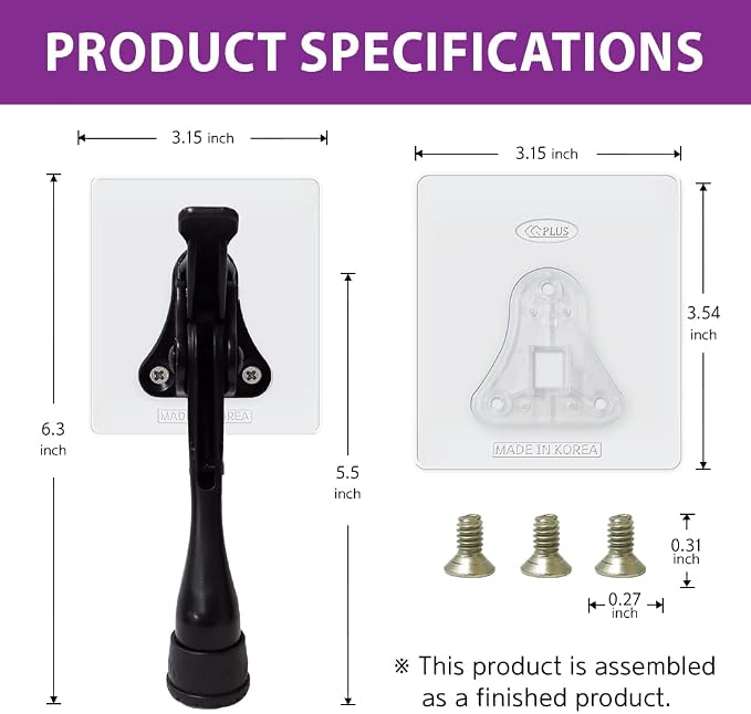 Door Stopper with Adhesive Bracket Stickers, No Drilling or Tools Needed - Image 4