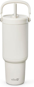 Ello Oasis Go+ 32oz Tumbler with Top Handle and Retracting Straw | Reusable Insulated Stainless Steel Cup, 100% Leakproof Water Bottle, 24 Hours Cold, Cup Holder Friendly For Travel | Mineral by Ello