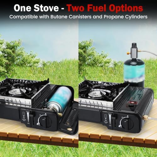 Dual Fuel Camping Stove,Portable Butane or Propane Single Burner Camp Stove - Image 2