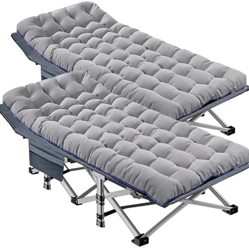 DoCred Oversized XXL Folding Camping Cot with Mattress, 2 Pack 32" Wide Cot by DoCred