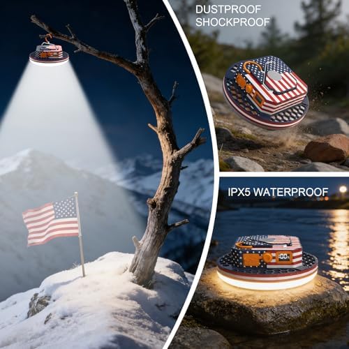 IODOO 10000mAh Rechargeable Camping Light with Remote , US Flag Print American Flag Light for Outdoor Camping Hiking Emergency Power Failure (30W(US Flag Style)) - Image 5