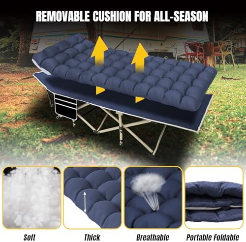 YELLOW JACKET Folding Camping Cot with Mattress, Upgraded 32" Wide Cot for Camping, Folding Sleeping Cot with Carry Bag, Camping Cots for Adults Idea for Home, Office & Travel - Image 4