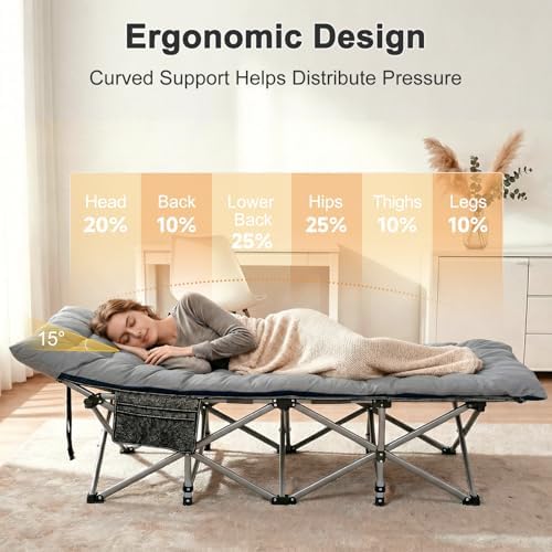 ABORON Camping Cot for Adults, 28 in Wide Folding Bed with Mattress - Image 6